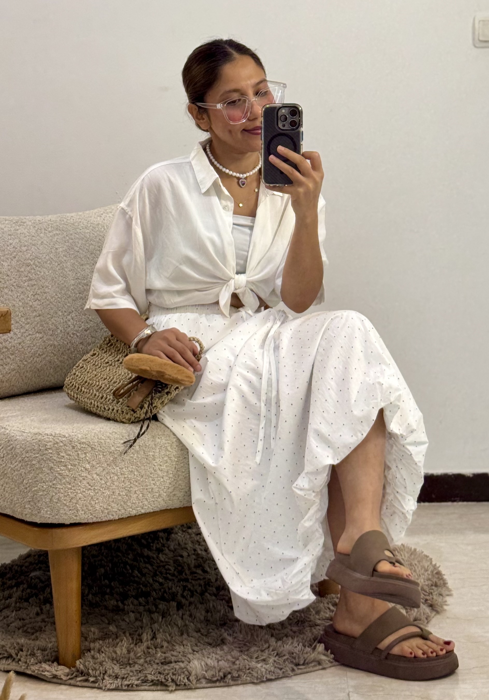 دامن زنانه مدل پفکی طرح خال خالی
